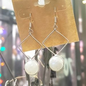 Moonstone pierced earrings
